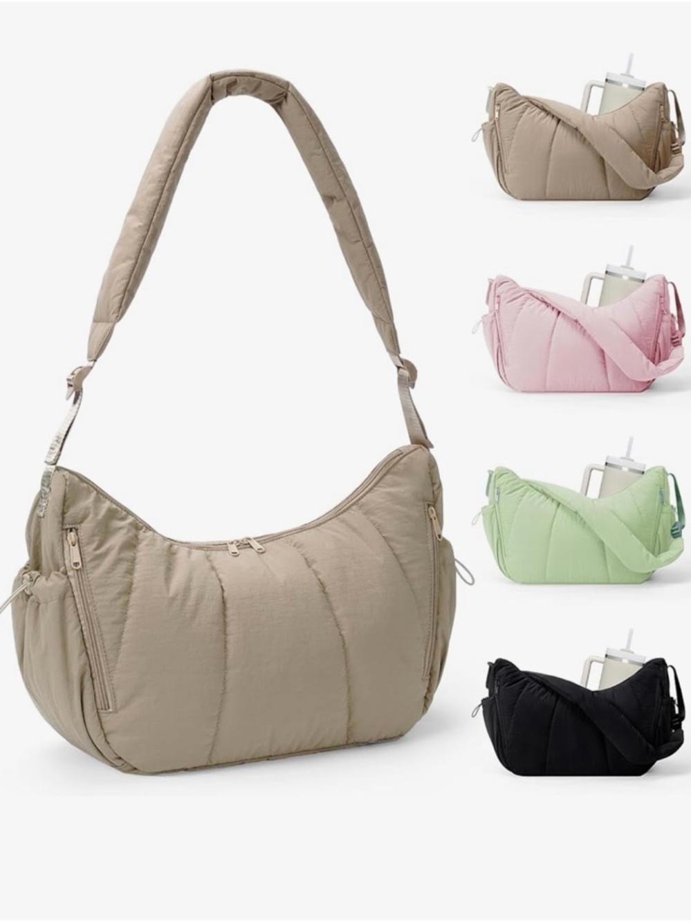 Quilted Shoulder Bag - Beige